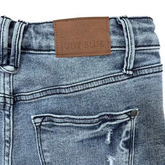 Judy Blue Womens Distressed Slim Fit Jeans 3/26 Light Blue Denim - Picture 4 of 9